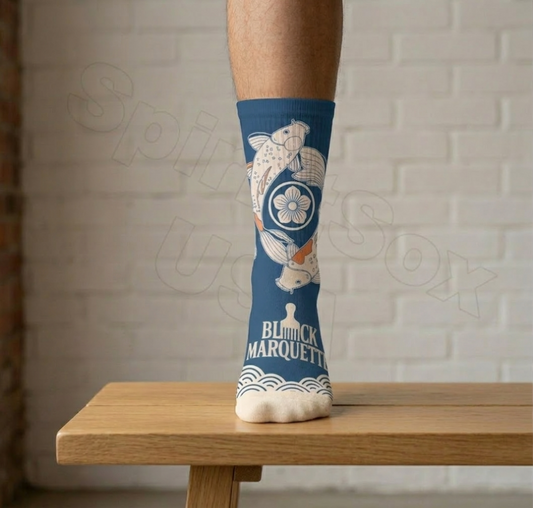 Black Marquette Koi Wave Performance Socks