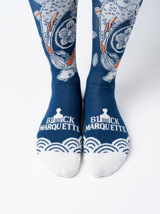 Black Marquette Koi Wave Performance Socks